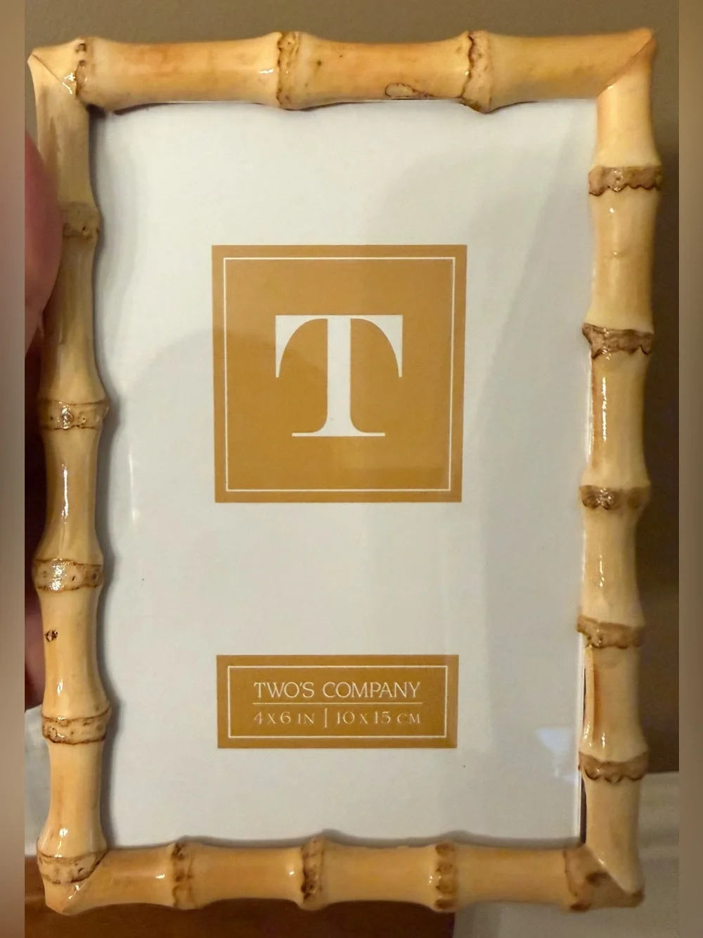 Two's Company Glossy Bamboo Picture Frame NWT - Picture 1 of 2